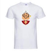 T-shirt Popeye | Wit | Maat XXL