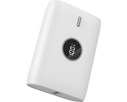BeHello Powerbank 10.000mAh PD 20W met Display (Type C & USB Output) - White - 2 aansluitingen