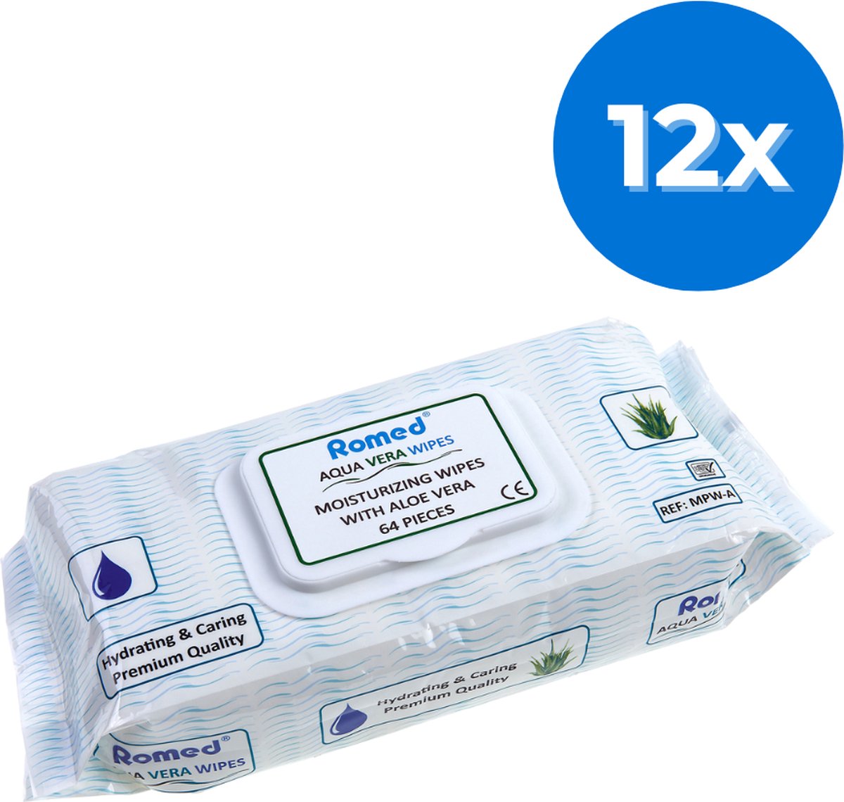 Goedkoopste Romed wassen zonder water doekjes (Aloe Vera) - Set van 12 doosjes Romed