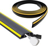 Primegoody Kabelmat - Kabelafdekking 3m - Flexibele PVC Snijbare Draadbeschermer - Kabelbrug- zwart geel