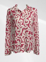 Angelle Milan - Casual blouse - Roze patroon - Travelstof - Maat S - In 5 maten verkrijgbaar