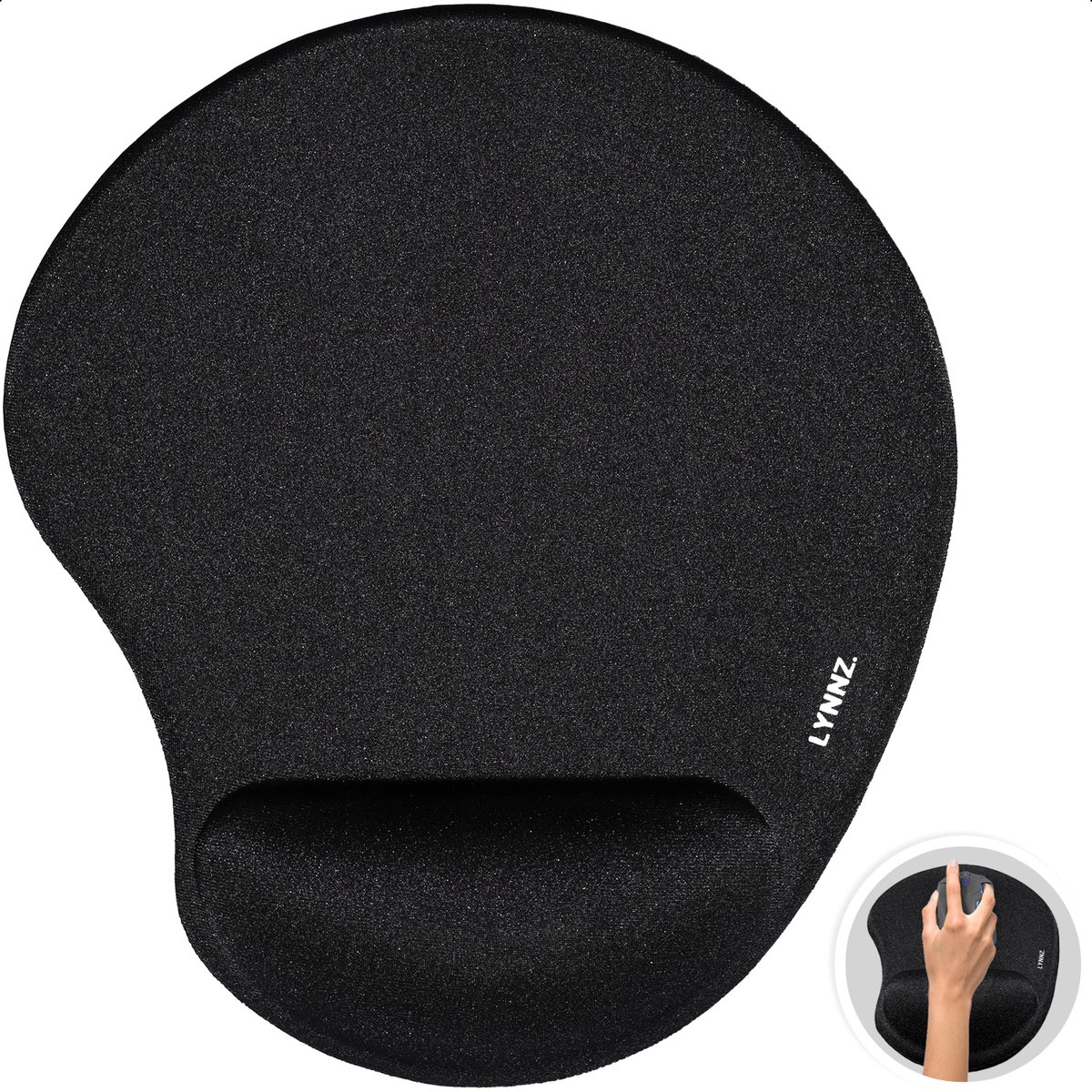 Lynnz® Muismat met polssteun ergonomisch zwart | gel - anti RSI - ergonomische muismat - muis - muismatten - rechtshandig - gaming - kantoor