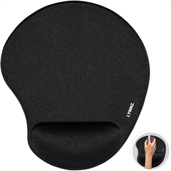 Lynnz® Muismat met polssteun ergonomisch zwart | gel - anti RSI - ergonomische muismat - muis - muismatten - rechtshandig - gaming - kantoor