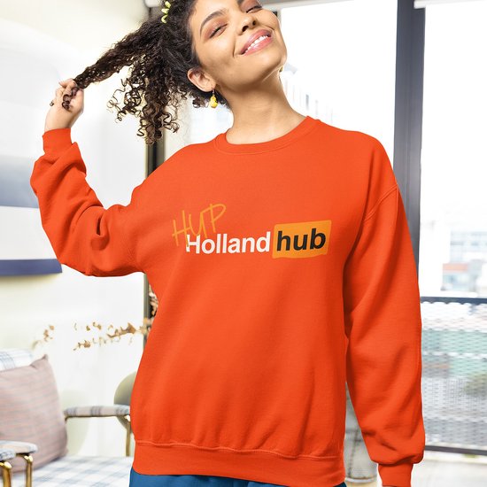 Oranje EK WK & Koningsdag Trui Hup Holland Hub - MAAT 4XL - Uniseks Pasvorm - Oranje Feestkleding