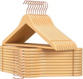 Kledinghangers - Kleerhangers - Hangers - Massief houten hangers - Set van 20 stuks - 44,5 x 1,2 x 23 cm - Naturel