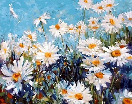 Foto: Schilderen op nummer volwassenen bloemen 40 x 50 centimeter paint by numbers verven volwassenen cadeau voor man en vrouw