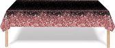 Tafelkleed Verjaardag Versiering Tafelloper Plastic Tafelzeil Zwart Rosegoud Glitter Feest Tafellaken Xl Formaat 137*274cm