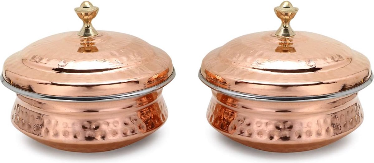 Servies Indiase set 2 koperen serveren kom terrines met deksel