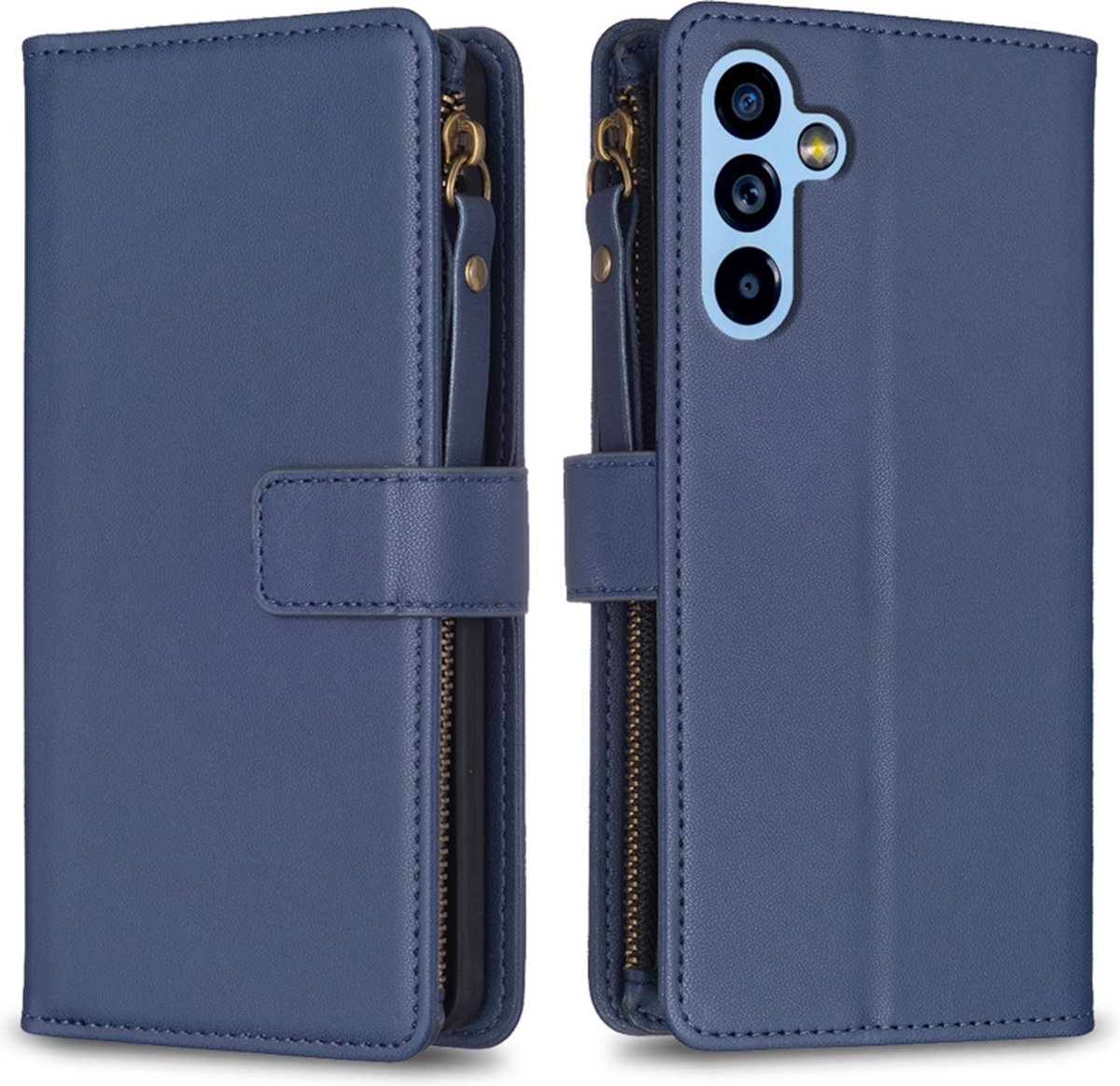 9 Pas - Portemonnee Etui Hoes geschikt voor Samsung Galaxy A55 - Blauw