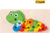 Houten Blokpuzzel - Slang - Montessori Speelgoed - Vroege educatieve ontwikkeling - 3D puzzel - Peuter - Kinderen - 3 Jaar - Gift - Cadeau