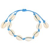 Fako Bijoux® - Schelpjes Armband - Schelpen - Lichtblauw