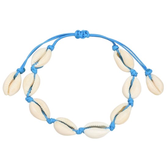 Fako Bijoux® - Schelpjes Armband - Schelpen - Lichtblauw