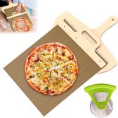 Pizzaschep voor pizza, sliding pizza peel, 58 x 30 cm, Pala Pizza Scorrevole, anti-aanbaklaag, perfect overgedragen, met pizzasnijder