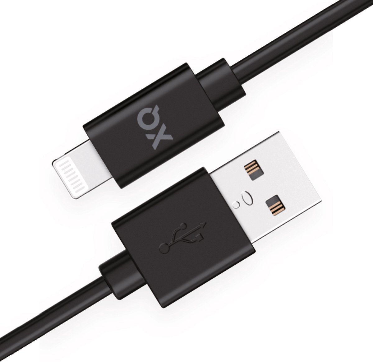 XQISIT Charge & Sync MFi Lightning naar USB-A 2.0 100cm - Zwart