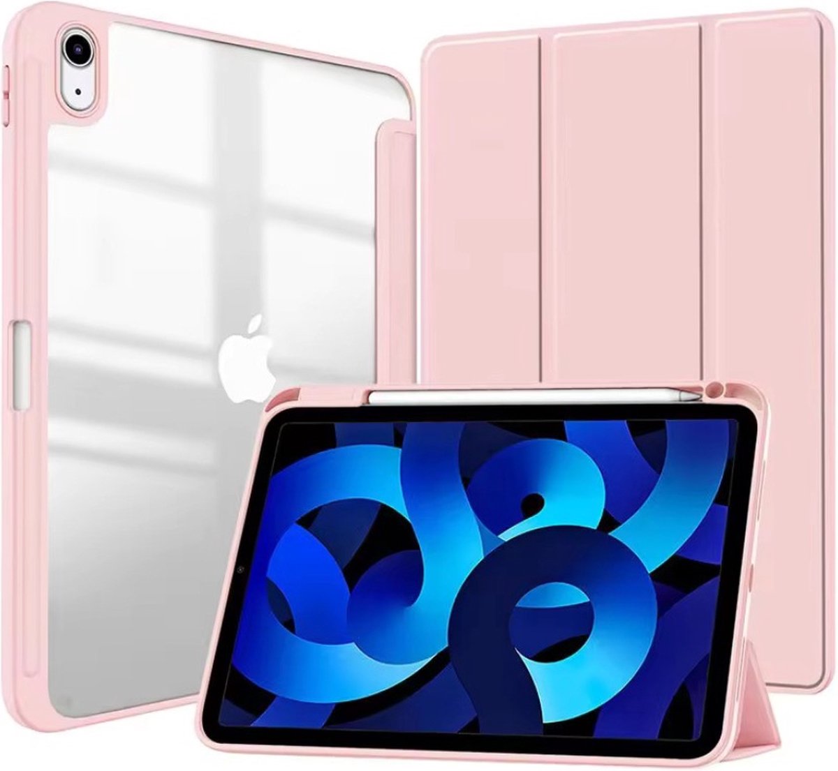 Techgrip Tablet Hoes Geschikt voor iPad 5/6 Generatie 2017-2018 - 9.7 inch Smart Cover Tablet hoes met Aan en Uit functie - Bookcase hoes met styluspen opbergvak Roze