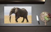 Inductieplaat Beschermer - Afrikaanse Olifant - 80x52 cm - 2 mm Dik - Inductie Beschermer - Bescherming Inductiekookplaat - Kookplaat Beschermer van Wit Vinyl