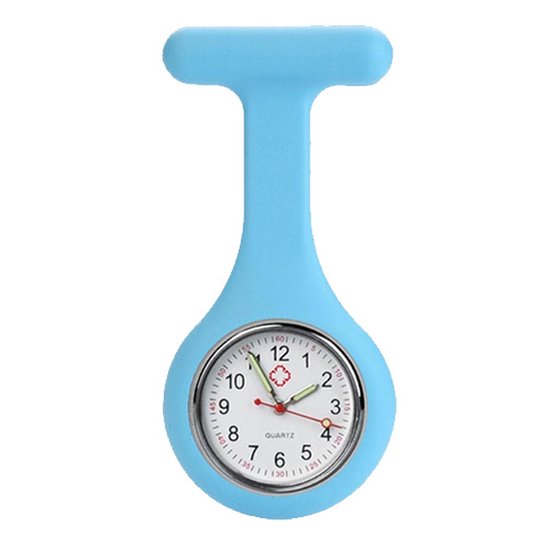 Novaex zusterhorloge Lichtblauw - Verpleegkundige horloge - inclusief batterij - Zusterhorloge siliconen - verpleegkundige cadeaus