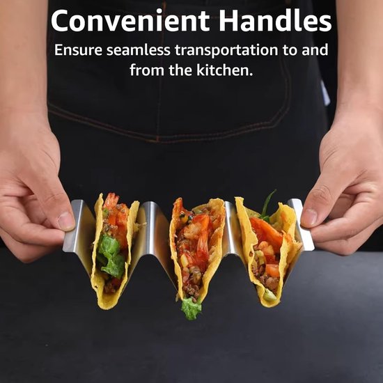 Taco houder standaard, set van 6 roestvrijstalen taco tray, stijlvolle