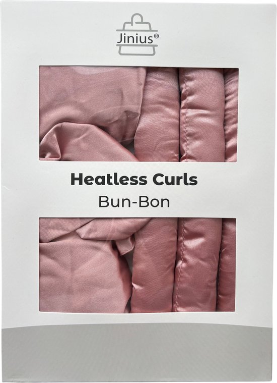 Jinius ® - Heatless Curls - Zero Heat Bun-Bon - Roze - Zero Heat Bun - Hittevrije Krullen - Haarrollers - Satijnen Haarkruller - Bekend van TikTok - Set van 3 rollers & 3 kapjes Voor Extra Dik & Vol Haar - Jinius