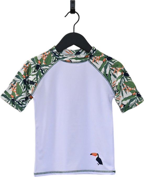 Ducksday - UV-Zwemshirt voor kinderen - UV-werend UPF50+ - Rashguard met Korte mouwen - unisex - Toucan - maat 8 jaar