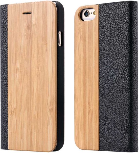 Houten flip case, iPhone 15 Pro Max - Bamboe