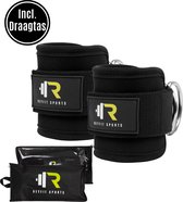 ReyFit Sports 2x Ankle Strap Fitness - Enkelband Fitness - Ankle Cuff Strap - Kabelmachine - Sport Beenband Straps - Fitness Accessoires - Inclusief Draagtas - Zwart