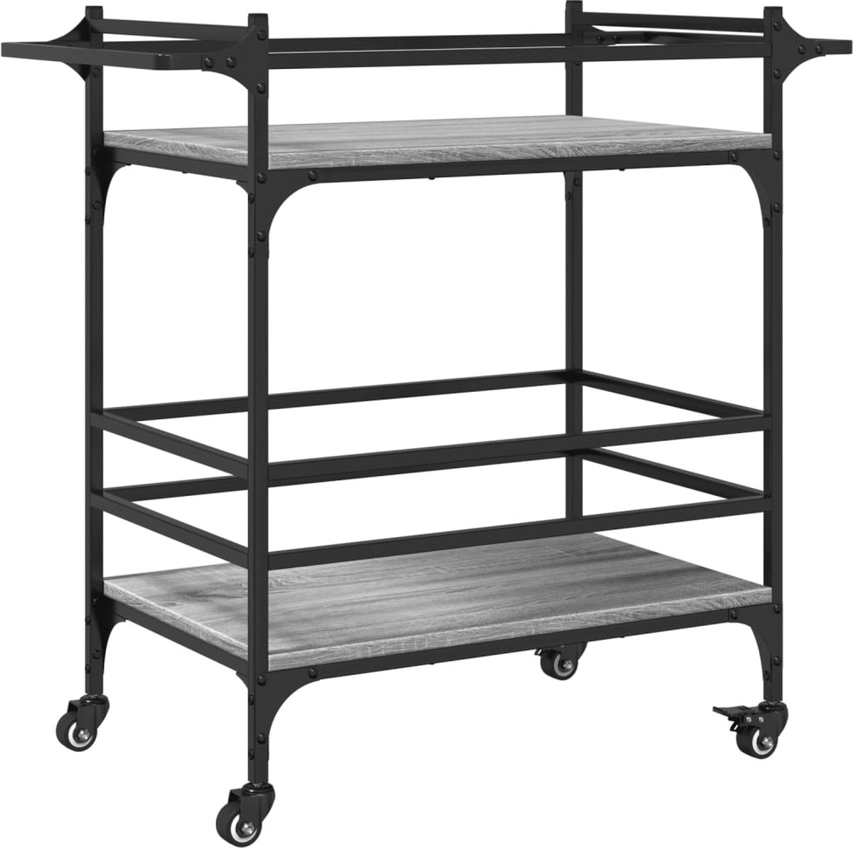 vidaXL - Keukentrolley - 82x40x78,5 - cm - bewerkt - hout - grijs - sonoma - eiken