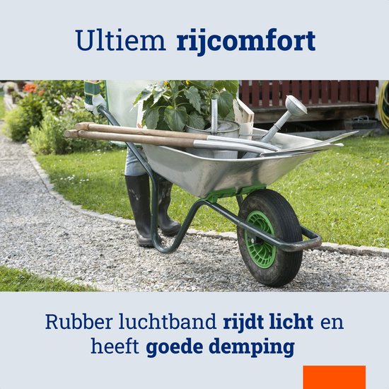 Kruiwagenwiel Luchtband 390mm diameter, Draagvermogen 200kg, INCLUSIEF 130mm AS van Benson — afbeelding 2