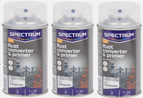 Spectrum - 3x300ML Anti-roest en Primer - Voordeelverpakking - Transparant - Binnen en buitenshuis