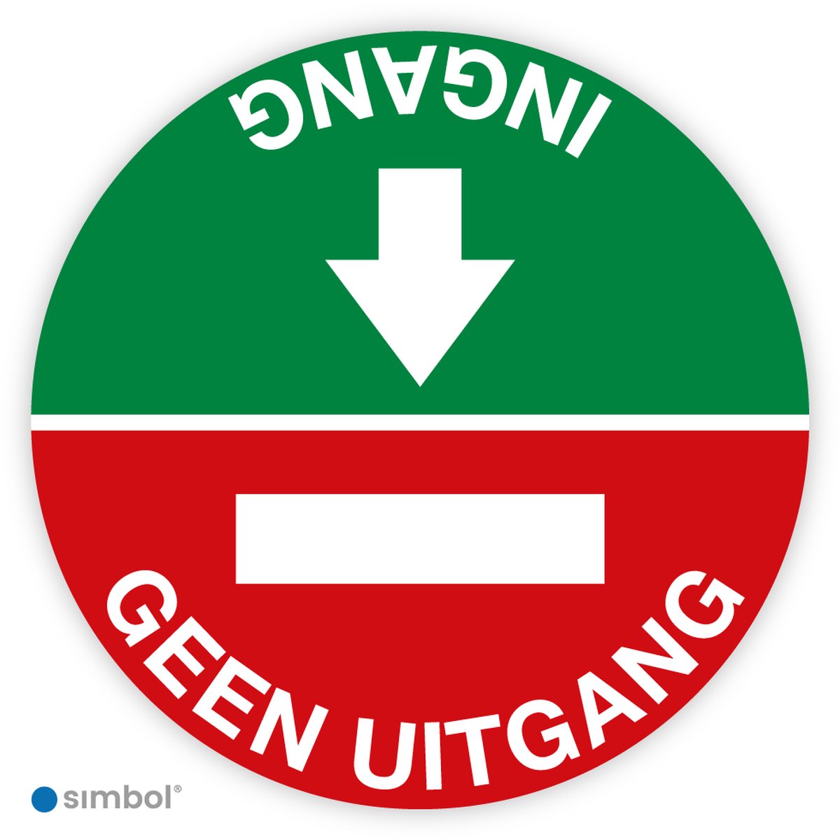 Simbol® - Vloerstickers Ingang - Geen Uitgang – COVID-19 Vloerstickers – Houd Afstand Stickers – Anti-Slip - Formaat ø 40 cm.