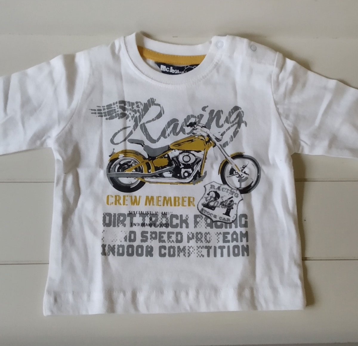 McBaby baby t-shirt longsleeve offwhite met motorprint maat 68