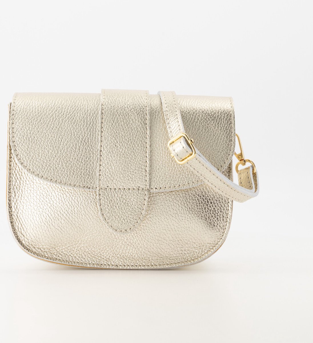 Tasje - licht goudkleurig -leer -crossbody