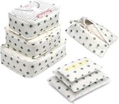 Kofferorganisator Reiskleding Tassen Set van 7 Reistassen Verpakkingstassen Bagage voor kleding Schoenen Ondergoed Cosmetica (Witte Cactus)