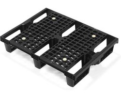 Kunststof pallet, 80x60x15 cm, zwart, draagkracht 800kg | 3/4 pallet | Open dek & nestbaar | Ultra Light 3,75kg |