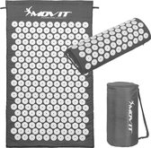 MOVIT® Acupressuurmat met Kussen - Shakti mat - Spijkermat - 75 x 44 cm - Grijs
