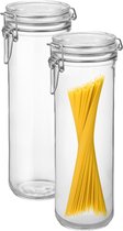 Bormioli Rocco Spaghetti voorraad/weck pot - 2x - glas - transparant - 26 x 9 cm - 1,5 L