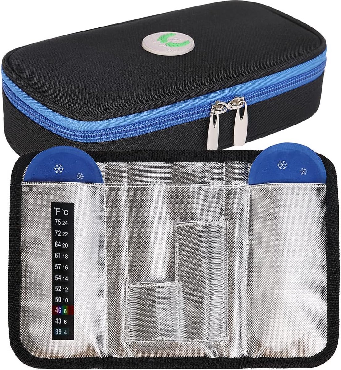 Insulin Cooler Travel Bag - Insulated Portable Diabetes Pouch with 2 Gel Ice Packs - Reusable Lightweight and Durable Organizer Bag Cooler for Medicine Diabetes Pen and Supplies, (Black & Brown