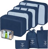 Ensemble organisateur de valise, 8 pièces cubes d'emballage, organisateur de voyage à compression, sacs d'emballage, sac d'essentiels de voyage avec imperméable, bleu marine