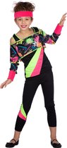 Wilbers & Wilbers - Jaren 80 & 90 Kostuum - Spetterend Neon 80s Aerobics - Meisje - Zwart - Maat 116 - Carnavalskleding - Verkleedkleding