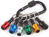 6 Piece Drill Holder Keychain, Screwdriver Bit Holders, 1/4" Hex Shank Screwdriver Bits Holder Keychain with Black Carabiner, 6 Colors
