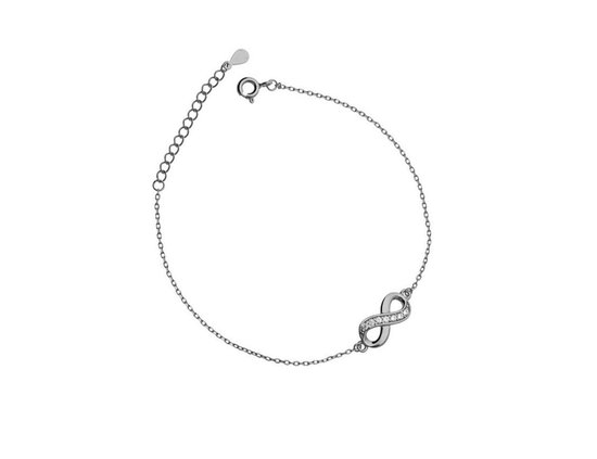 Zilver armband infinity dames - Zilveren Schakel Oneindigheid Armband - Amona Jewelry