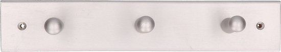 1x Houten kapstokken / jashaken met 3x enkele haak - beuken grijs - 5.5 x 32 cm - kapstok / wandkapstokken / deurkapstokken
