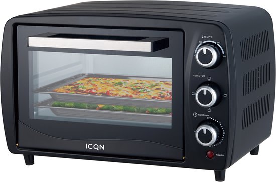 ICQN Vrijstaande Mini Oven - 15L - 1200W - Camping oven - Grillrooster - Zwart