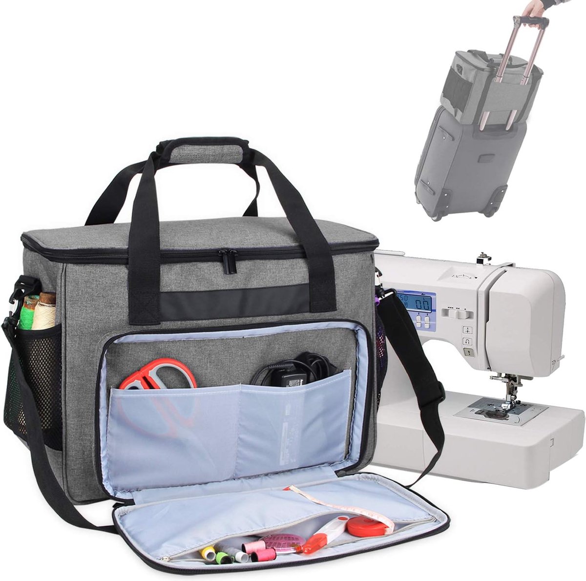 Naaimachine Opbergtas, Meerdere Zakken, Slijtvaste Canvas Naaimachine Draagtas voor op Reis Naaimachine Opbergtas, Meerdere Zakken, Slijtvaste Canvas Naaimachine Draagtas voor op Reis