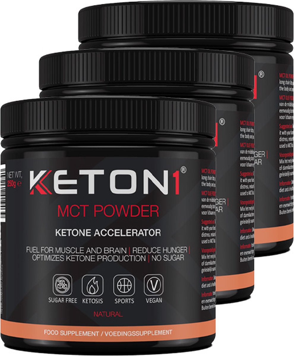 Goedkoopste Keton1 | MCT Olie Poeder | 3 stuks | 3 x 250 gram