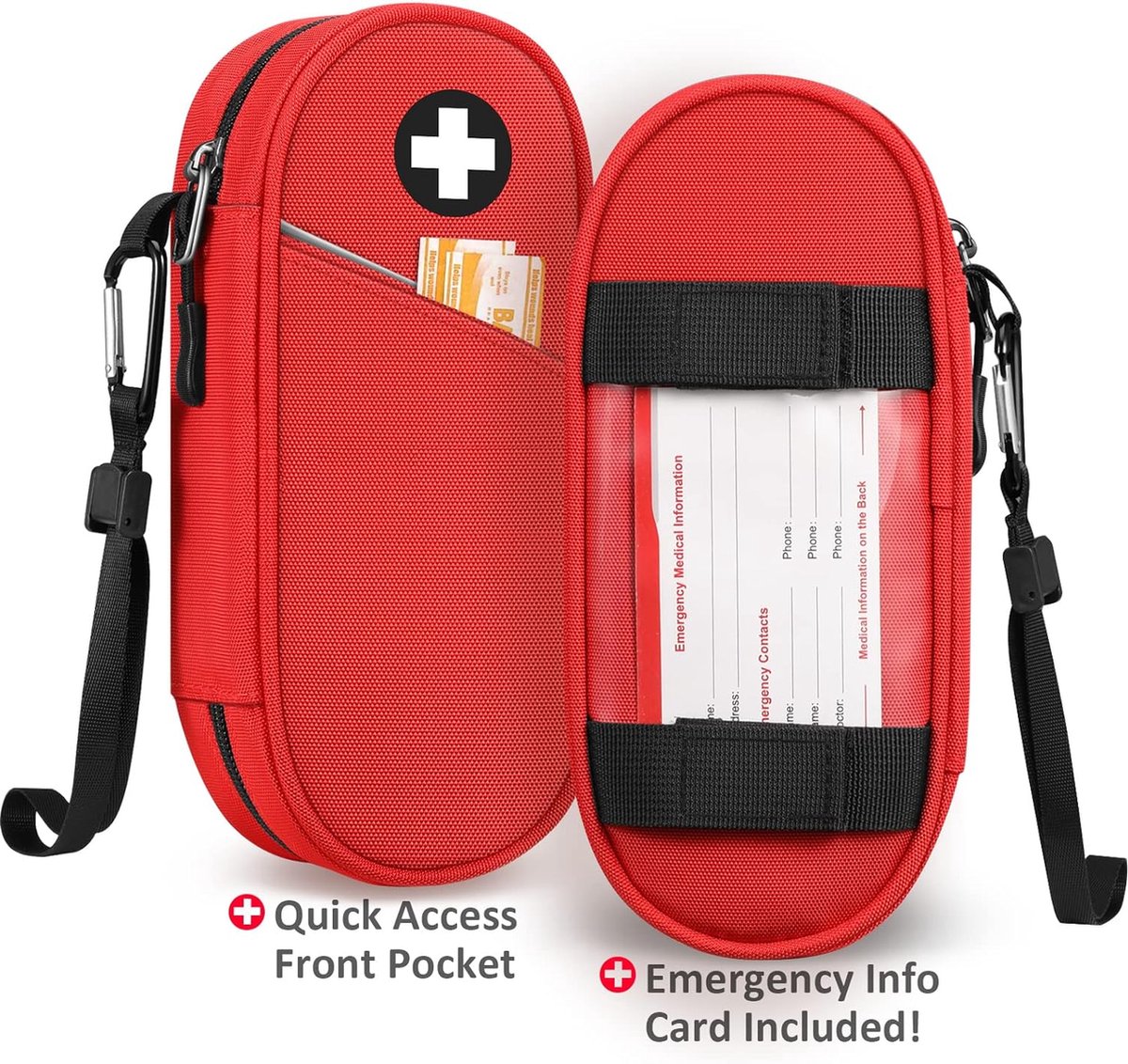 EpiPen Medische Draagtas Geïsoleerd, Reismedicatie Organizer Tas Medische Noodzaak voor 2 EpiPens, Astma-inhalator, Anti-histamine, Auvi-Q, Allergiemedicijn Essentials, (Rood)