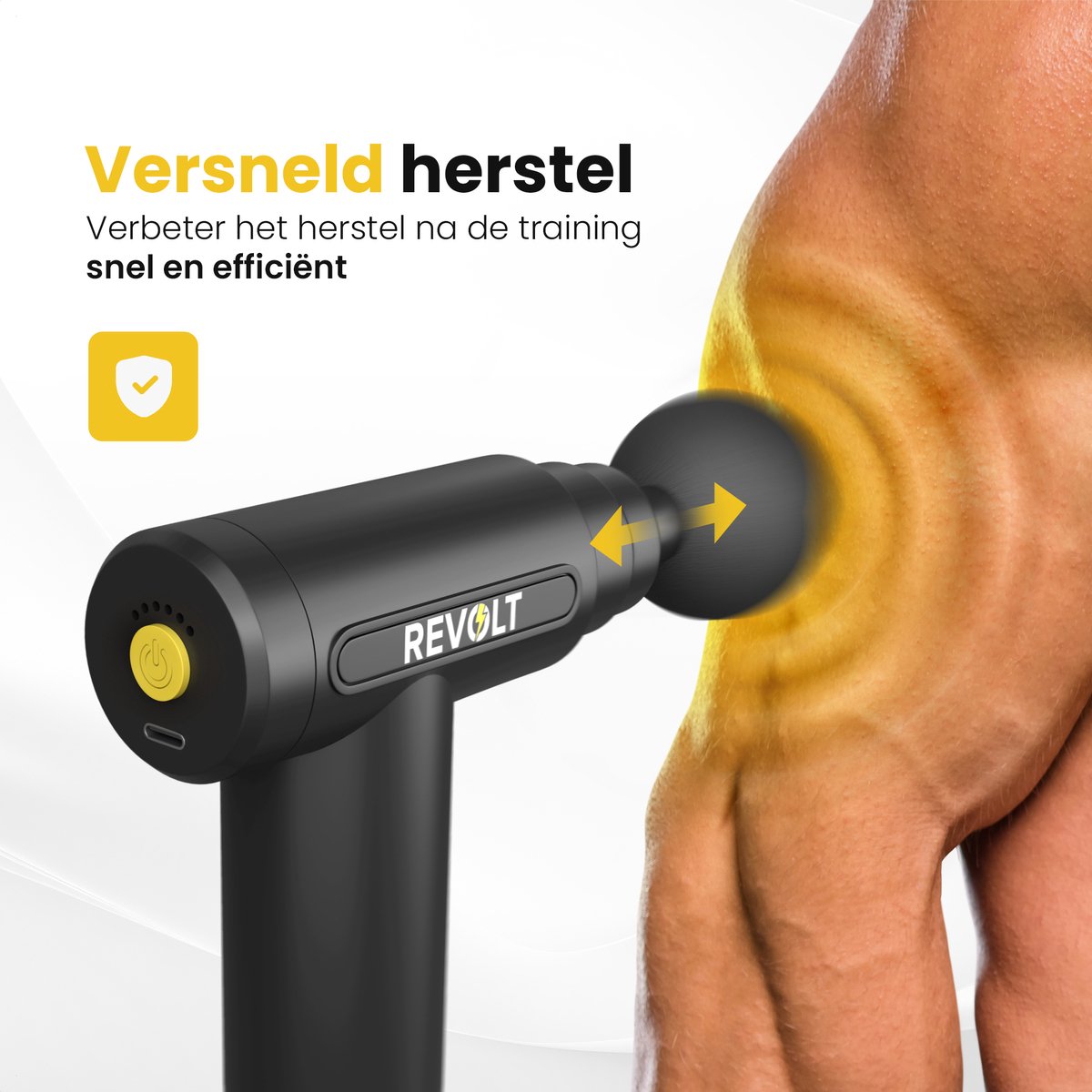 Revolt - Mini Massage Gun - Inclusief 4 Opzetstukken - Inclusief Adapter - 6 Snelheidsstanden - Spierherstel & Spierontspanning - Massage Pistool - Massage Apparaat Professioneel — cadeau in Sport & Outdoor - foto 7