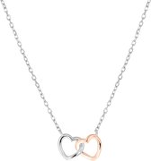 Collier et pendentif en argent 2 coeurs argent / rose