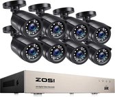 Zosi - Beveiligingscamera - HDMI DVR Recorder - 8CH - CCTV - set met 8 Camera's Outdoor Buiten - Home Security Camera Systeem - Wifi Camera Set - Video + Audio-opname - Beveiligingscamera - 8 Camera’s - Nachtzicht - Motion Detector