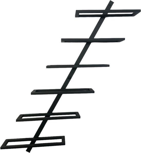 Décoshop26 - Wandgemonteerd flessenrek flessenhouder voor 5 flessen 99x13x9cm zwart 04_0002519